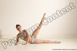 Swimsuit Gymnastic poses Woman White Moving poses Slim long brown Dynamic poses Academic